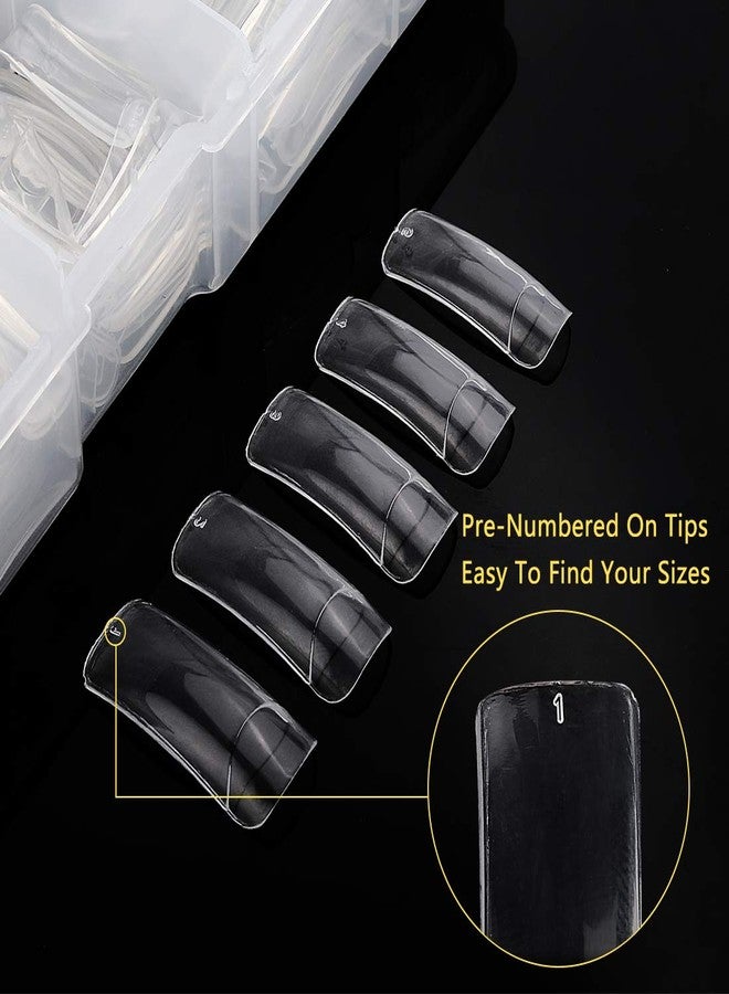 Yokilly 1000PCS Square Nail Tips and Glue, Clear Natural False Acrylic Nail Tips, Half Cover 10 Sizes French Artificial Nail Tips Manicure with Nail Clipper, Nail Files and Glue for Dip Powder - Image 4